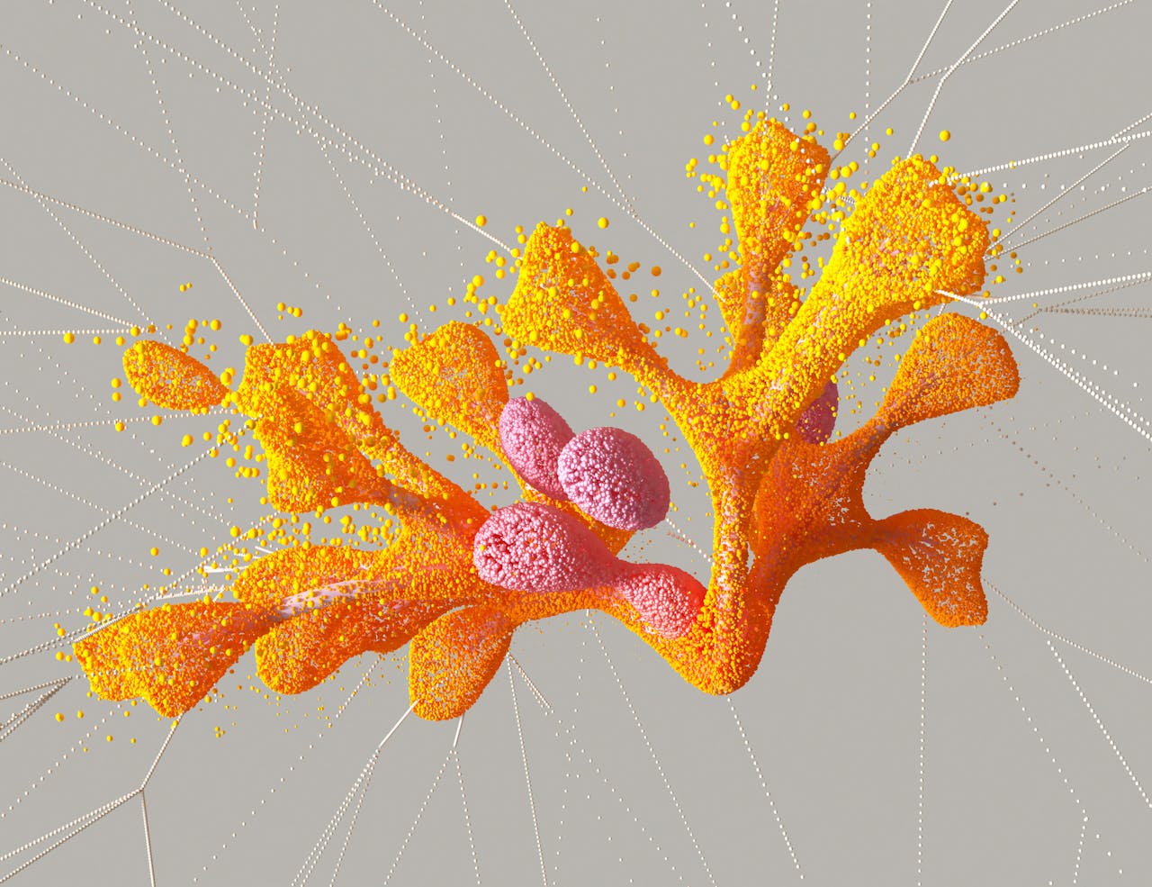 Colorful abstract representation of digital biology using CGI techniques, showcasing dynamic neural patterns.